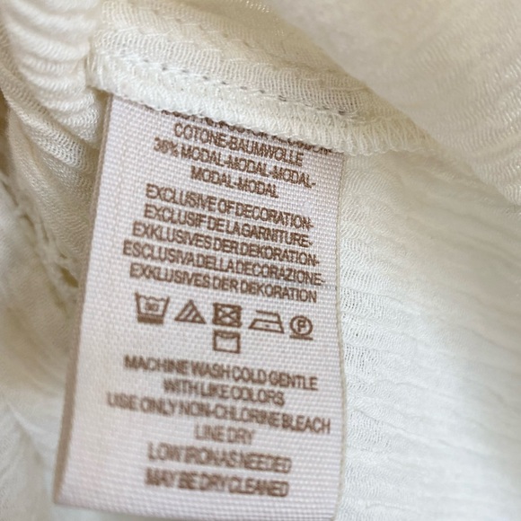 Free People Summer Stars White Cream Button Down Long Billowy Sleeve Size Medium - Picture 8 of 11